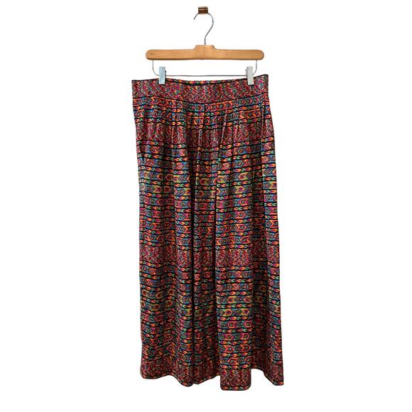 Vintage Miss O Oscar De La Renta Silk Colorful Aztec Print Pleated Midi Skirt - Picture 4 of 6